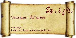 Szinger Ágnes névjegykártya