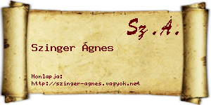 Szinger Ágnes névjegykártya
