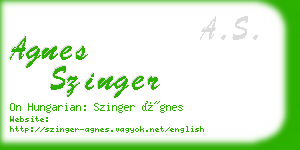 agnes szinger business card